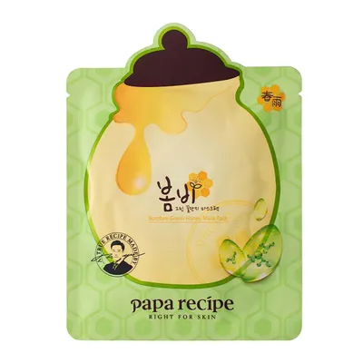 Papa Recipe Bombee, Green Honey Mask (Wzmacniająco-ujędrniająca maska w płachcie z ekstraktem z awokado i pietruszki)