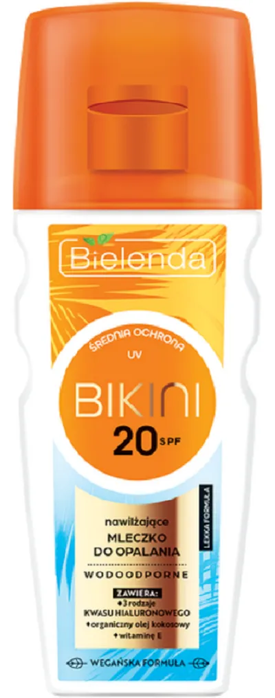 Bielenda Bikini, Nawilżające mleczko do opalania wodoodporne SPF 20 (nowa wersja)