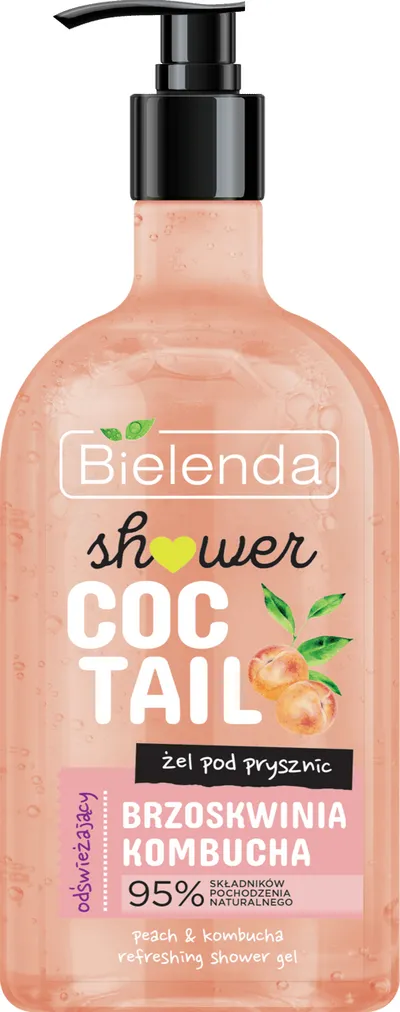 Bielenda Shower Coctail, Odświeżający żel pod prysznic `Brzoskwinia i kombucha`
