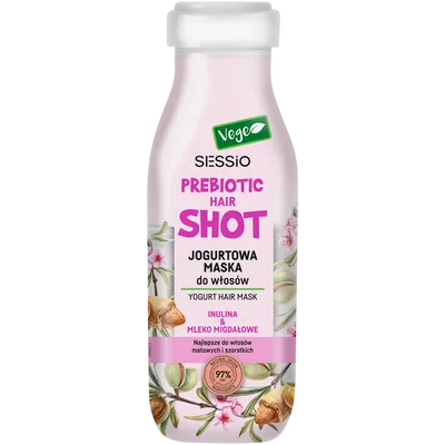 Sessio Prebiotic Hair Shot, Jogurtowa maska do włosów średnioporowatych z inuliną i mlekiem migdałowym