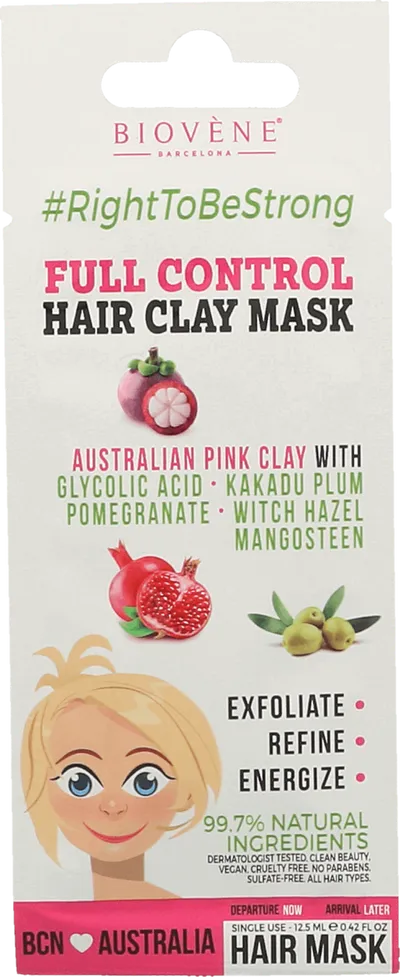 Biovene Barcelona #RightToBeStrong, Full Control Hair Clay Mask (Oczyszczająca maska do włosów z glinką)