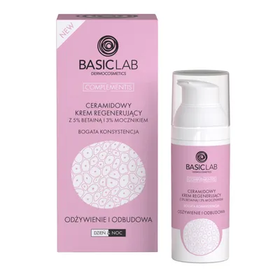 BasicLab Dermocosmetics Ceramidowy krem regenerujący o bogatej konsystencji z 5% betainą i 3% mocznikiem