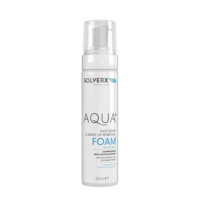 Solverx Aqua+, Face Wash & Make-Up Removal Foam (Nawilżająca pianka do mycia i demakijażu twarzy)