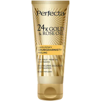 Perfecta 24K Gold & Rose Oil, Luksusowy gruboziarnisty peeling do twarzy