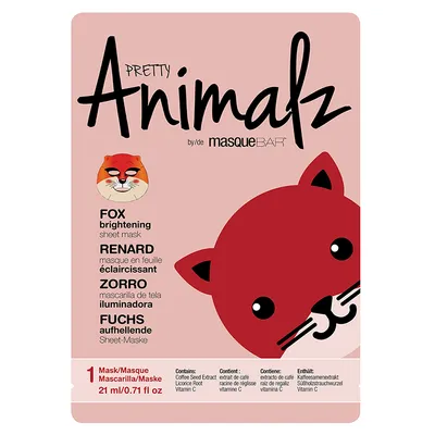 Masque Bar Pretty Animalz, Fox Brightening Sheet Mask (Rozjaśniająca maska w płachcie `Lis`)