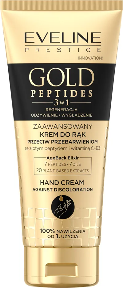 Eveline Cosmetics Gold Peptides, 3w1 Zaawansowany krem do rąk przeciw przebarwieniom