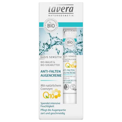 Lavera Basis, Sensitiv Anti Falten Augencreme (Przeciwzmarszczkowy krem pod oczy z koenzymem Q10)