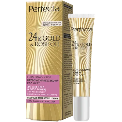 Perfecta 24K Gold & Rose Oil, Luksusowy krem przeciwzmarszczkowy pod oczy
