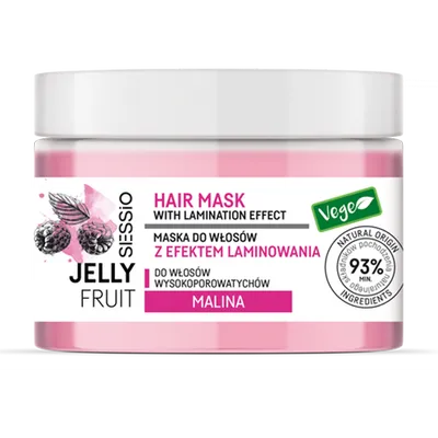 Sessio Jelly Fruit, Hair Mask with Lamination Effect (Maska do włosów z efektem laminowania do włosów wysokoporowatych `Malina`)