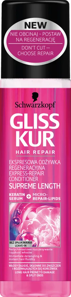 Schwarzkopf Gliss Kur Supreme Length, Express Repair Conditioner (Ekspresowa odżywka regeneracyjna do długich włosów)