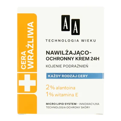 AA Technologia Wieku, Cera Wrażliwa, Krem nawilżająco-ochronny 24h `Kojenie podrażnień` (nowa wersja)