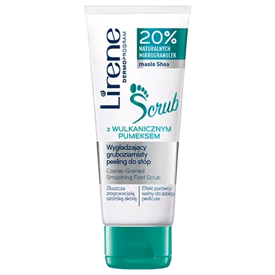 Lirene Dermoprogram Scrub, Wygładzający gruboziarnisty peeling do stóp z wulkanicznym pumeksem