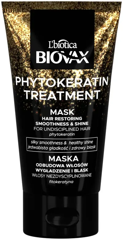 L'biotica Biovax Phytokeratin Treatment, Odbudowa włosów, wygładzenie i blask, Maska