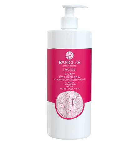 BasicLab Dermocosmetics Micellis, Kojący płyn micelarny do skóry naczynkowej i wrażliwej (nowa wersja)