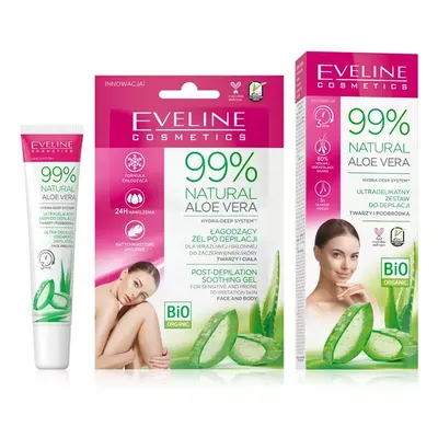 Eveline Cosmetics 99% Natural Aloe Vera, Ultradelikatny zestaw do depilacji twarzy i podbródka