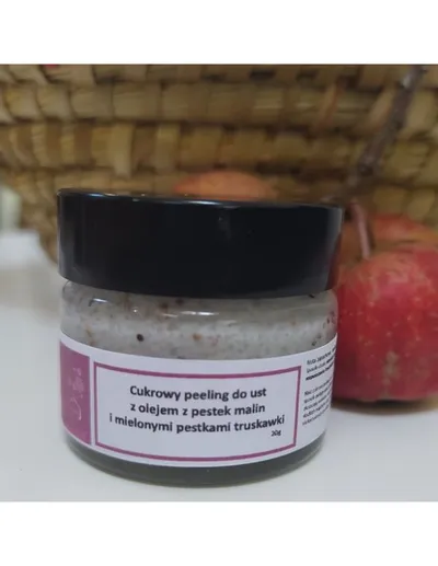 Natural White Tree Cukrowy peeling do ust z olejem z pestek malin i pestkami truskawki