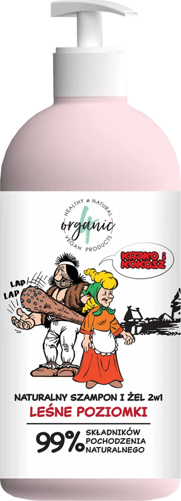 4Organic Kajko i Kokosz, Naturalny szampon i żel 2w1 `Leśne poziomki`