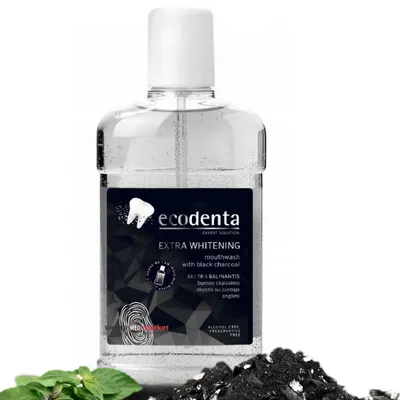 Ecodenta Extra Whitening Mouthwash with Black Charcoal (Czarny wybielający płyn do płukania jamy ustnej)
