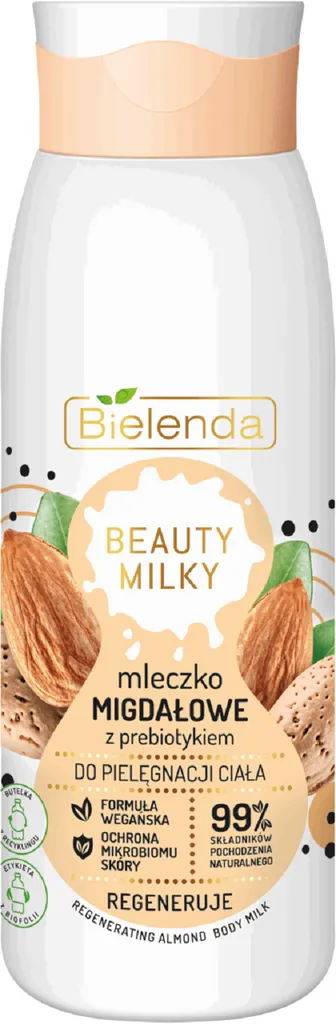 Bielenda Beauty Milky, Mleczko migdałowe do pielęgnacji ciała z prebiotykiem