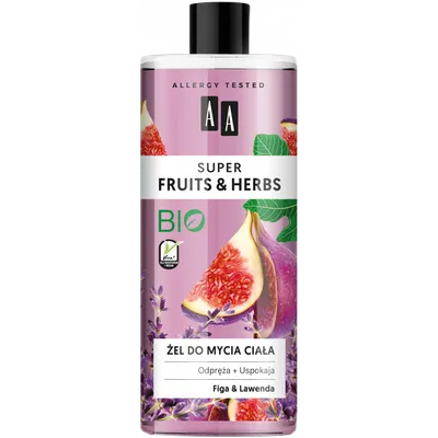 AA Super Fruits & Herbs, Żel do mycia ciała `Figa & lawenda`