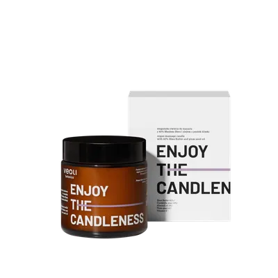 Veoli Botanica Enjoy The Candleness, Wegańska świeca do masażu z 40% masłem Shea i olejem z pestek śliwki