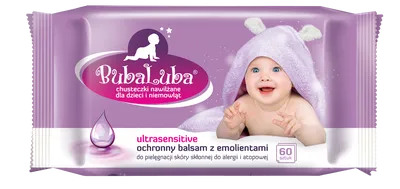 Luba Buba Ultrasensitive, Chusteczki nawilżane dla dzieci i niemowląt, ochronny balsam z emolientami