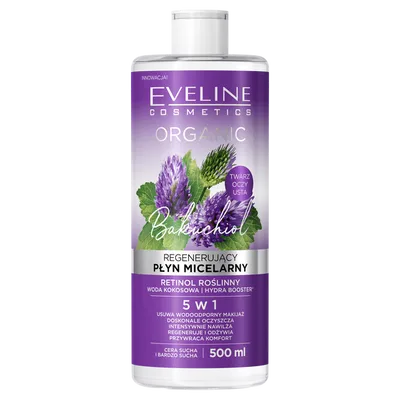 Eveline Cosmetics Organic, Regenerujący płyn  micelarny 5 w 1`Bakuchiol `