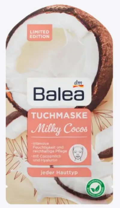Balea Tuchmaske Milky Cocos (Maseczka do twarzy na tkaninie `Mleczny kokos`)