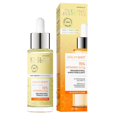 Eveline Cosmetics Face Therapy Professional, Serum Shot `15% Witaminy C+Cg, resweratrol i kwas ferulowy`