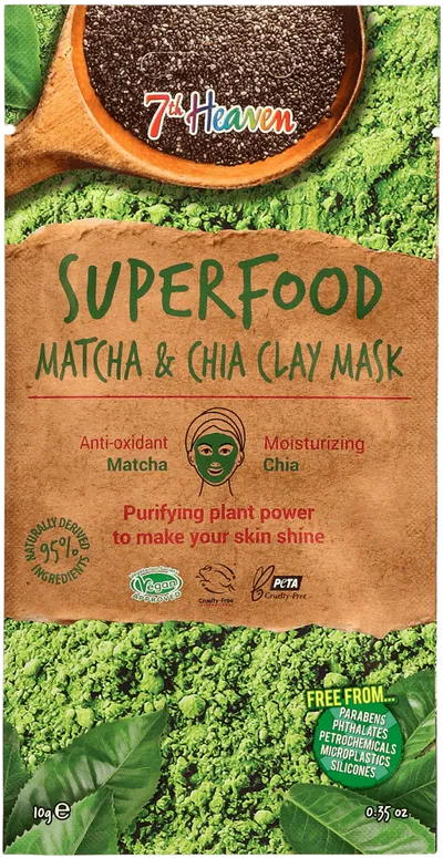 7th Heaven Superfood, Matcha & Chia Clay Mask (Maska błotna z matchą i chia)