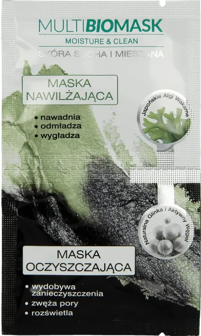 Multi BioMask Moisture & Clean, Maska nawilżająca + maska oczyszczająca