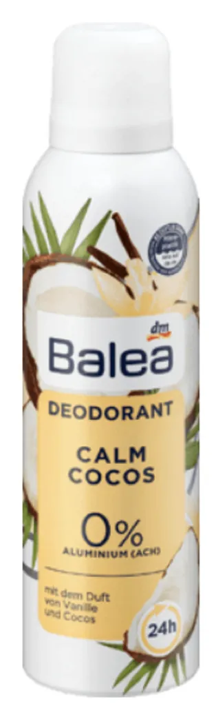 Balea Calm Cocos, 0% Aluminium (ACH) Deodorant Spray 24h (Kokosowy dezodorant w sprayu)