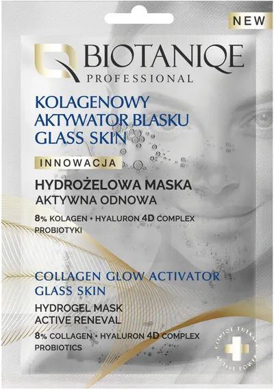 Biotaniqe Professional, Kolagenowy Aktywator Blasku Glass Skin Aktywna Odnowa , Hydrożelowa maska