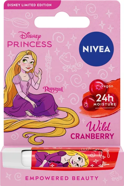 Nivea Disney Princess, Rapunzel, Wild Cranberry, Lip Balm (Pielęgnująca pomadka do ust o zapachu żurawiny)