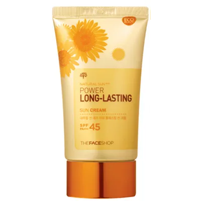 The Face Shop Natural Sun, AQ Power Long - Lasting Sun Cream SPF45 PA+++ (Krem ochronny z filtrem SPF 45 - wysoka ochrona)