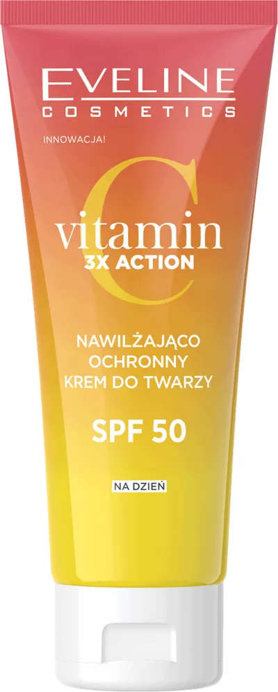 Eveline Cosmetics Vitamin C 3x Action, Nawilżająco ochronny krem do twarzy na dzień SPF 50