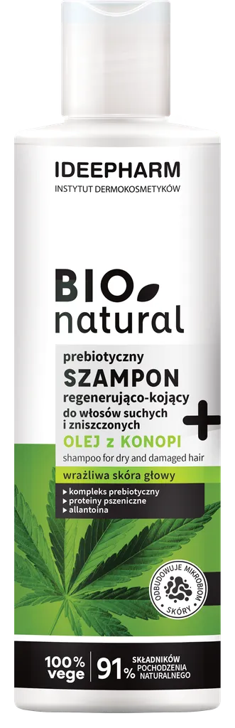 Instytut dermokosmetyków Ideepharm Sp. z o.o. Bio Natural, Prebiotyczny szampon regenerująco-kojący  do włosów suchych i zniszczonych