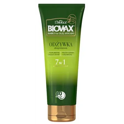 L'biotica Biovax Bambus i olej awokado, Odżywka ekspresowa 7 w 1 do włosów cienkich i osłabionych