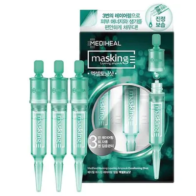 Mediheal Masking Layering Ampoule, Exceltoning Shot (Ampułka wygładzająco-nawilżająca)