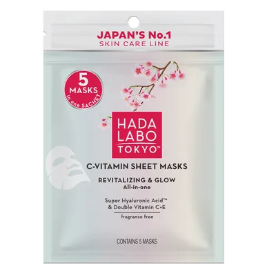 Hada Labo Tokyo Revitalizing & Glow C-Vitamin Sheet Masks (Rewitalizujące C- witaminowe maski na tkaninie)