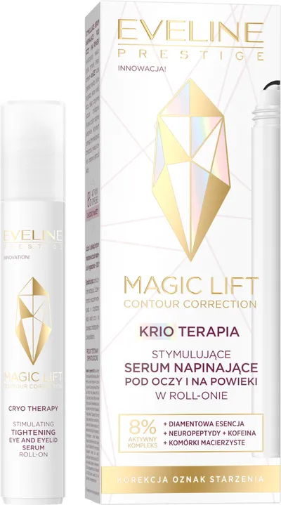 Eveline Cosmetics Prestige, Magic Lift, Krio Terapia, Stymulujące serum napinające pod oczy i na powieki w roll-onie