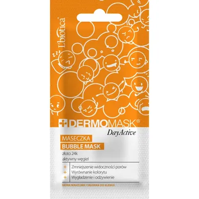 L'biotica Dermomask Day Active Bubble Mask, Maseczka z aktywnym węglem i 24k złotem