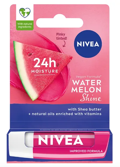 Nivea 24H Moisture, Watermelon Shine, Lip Balm (Arbuz, Ochronna pomadka do ust)