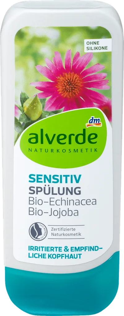 Alverde Sensitiv Spülung Bio-Echbinacea und Bio-Jojoba (Łagodząca odżywka do włosów i skóry głowy z wyciągiem z jeżówki i jojoba)