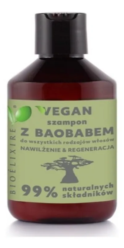 Bioelixire Vegan, Szampon nawilżający z baobabem `Intensywne nawilżenie, regeneracja`