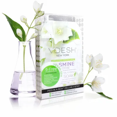 Voesh Jasmine Soothe, Pedi in  a Box Deluxe 4 Steps (Zestaw do pedicure 4 roki)