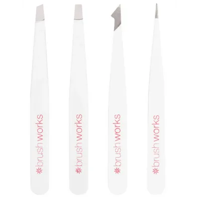 Brushworks HD White Piece Combination Tweezer Set (Zestaw białych pęset)