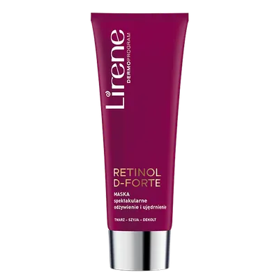 Lirene Dermoprogram Retinol D-Forte, Maska na noc na twarz, szyję, dekolt `Spektakularne odżywienie i ujędrnienie`