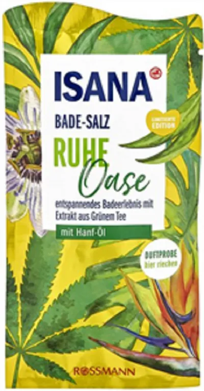 Isana Ruhe Oase Bade-Salz mit Hanfol (Sól do kąpieli z olejem konopnym)