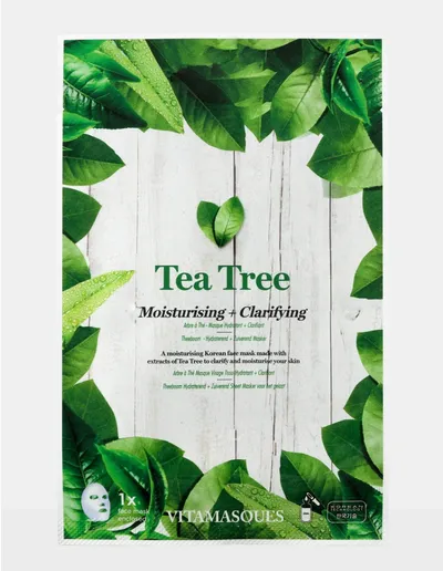 Vitamasques Tea Tree Sheet Face Mask (Maska w płachcie z olejkiem drzewa herbacianego)